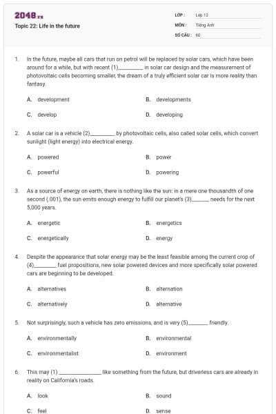 Topic 22: Life in the future