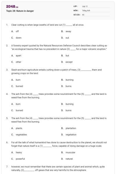 Topic 28: Nature in danger
