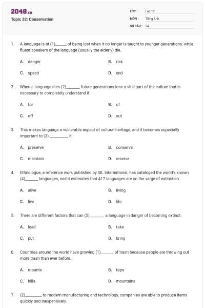 Topic 32: Conservation