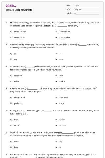 Topic 33: Green movements