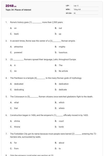 Topic 34: Places of interest