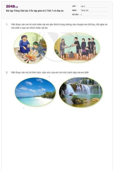 Bài tập Tiếng Việt lớp 3 Ôn tập giữa kì 2 Tiết 7 có đáp án