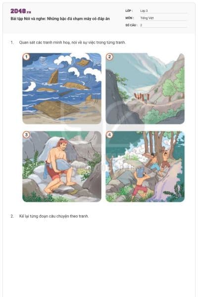 Bài tập Nói và nghe: Những bậc đá chạm mây có đáp án