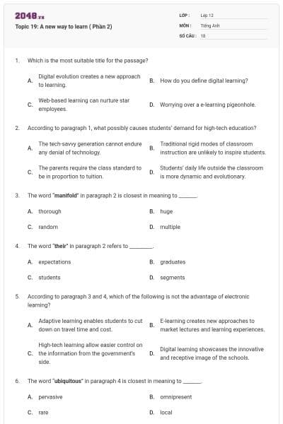 Topic 19: A new way to learn ( Phần 2)