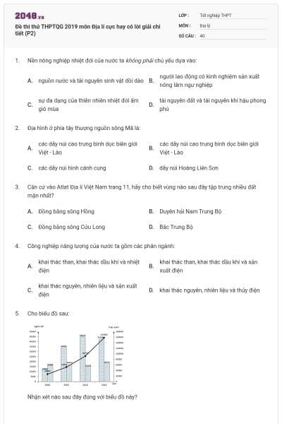 Đề thi thử THPTQG 2019 môn Địa lí cực hay có lời giải chi tiết (P2)
