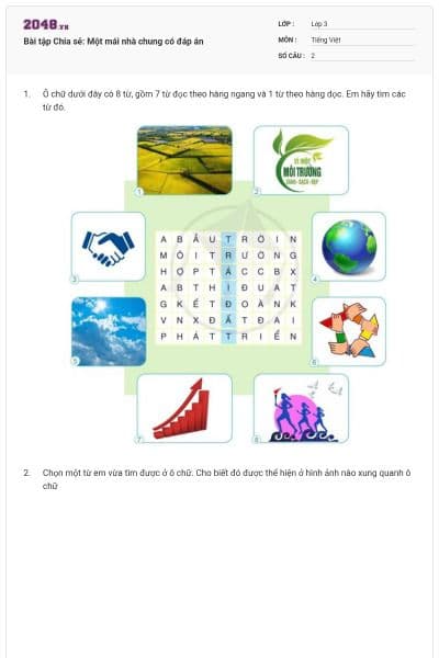 Bài tập Chia sẻ: Một mái nhà chung có đáp án