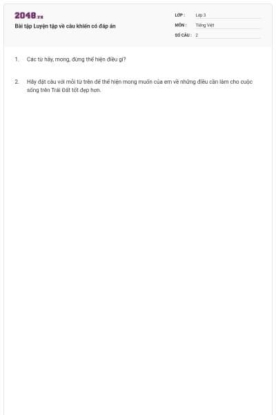 Bài tập Luyện tập về câu khiến có đáp án