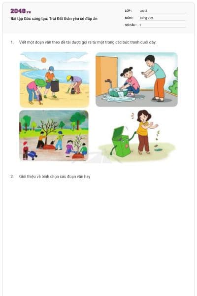 Bài tập Góc sáng tạo: Trái Đất thân yêu có đáp án