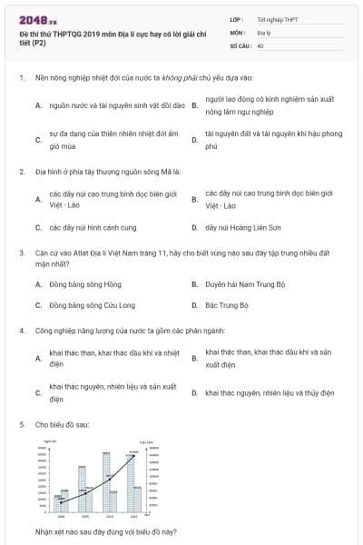 Đề thi thử THPTQG 2019 môn Địa lí cực hay có lời giải chi tiết (P2)
