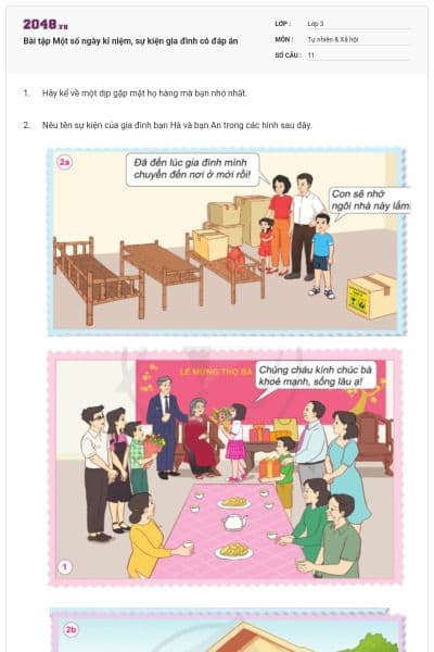 Bài tập Một số ngày kỉ niệm, sự kiện gia đình có đáp án