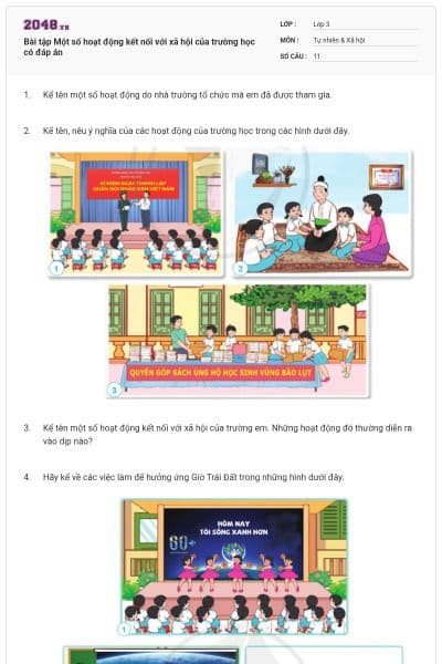 Bài tập Một số hoạt động kết nối với xã hội của trường học có đáp án