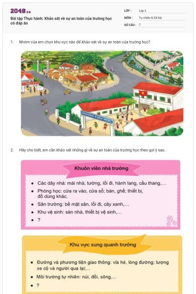 Bài tập Thực hành: Khảo sát về sự an toàn của trường học có đáp án