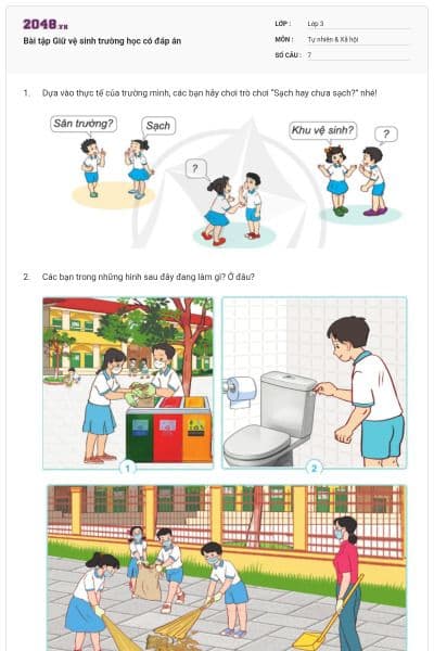Bài tập Giữ vệ sinh trường học có đáp án