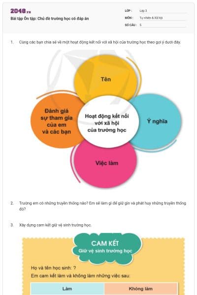 Bài tập Ôn tập: Chủ đề trường học có đáp án