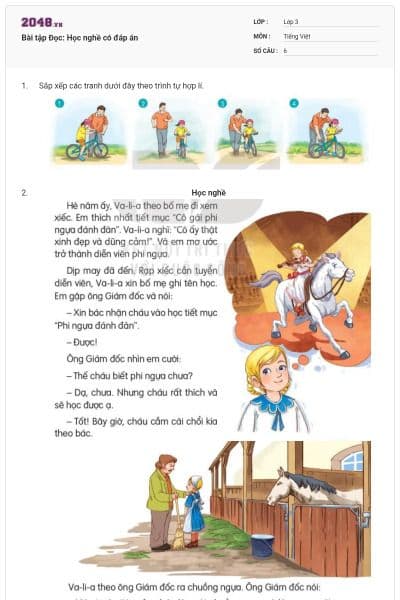 Bài tập Đọc: Học nghề có đáp án