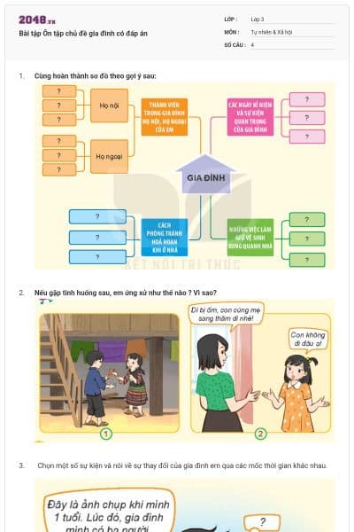 Bài tập Ôn tập chủ đề gia đình có đáp án