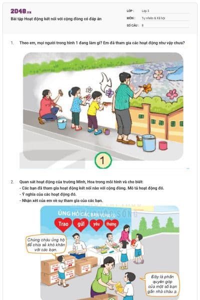 Bài tập Hoạt động kết nối với cộng đồng có đáp án