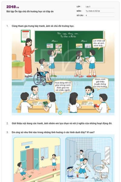 Bài tập Ôn tập chủ đề trường học có đáp án