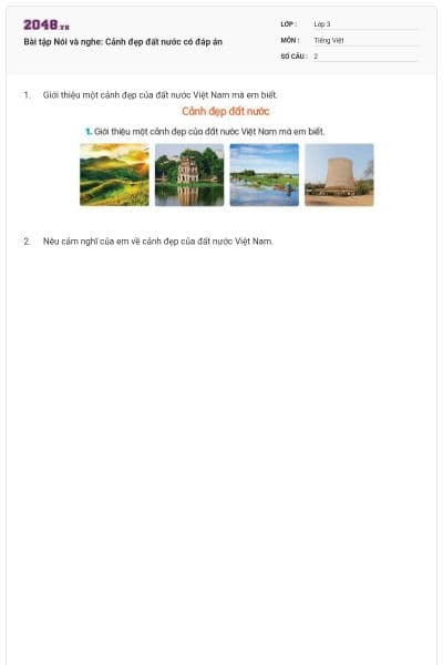 Bài tập Nói và nghe: Cảnh đẹp đất nước có đáp án