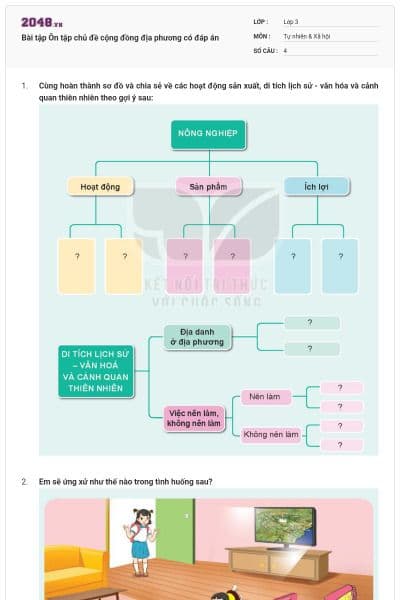 Bài tập Ôn tập chủ đề cộng đồng địa phương có đáp án