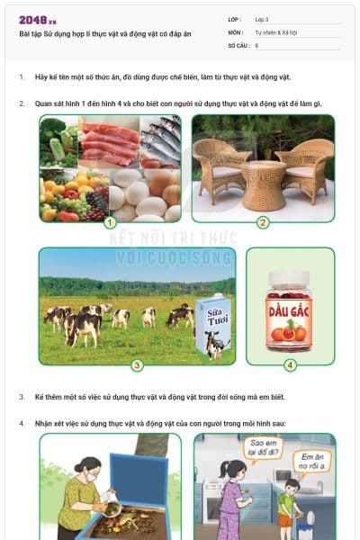 Bài tập Sử dụng hợp lí thực vật và động vật có đáp án