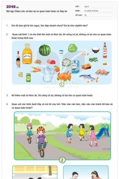 Bài tập Chăm sóc và bảo vệ cơ quan tuần hoàn có đáp án