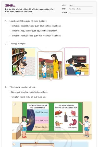 Bài tập Một số chất có hại đối với các cơ quan tiêu hóa, tuần hoàn, thần kinh có đáp án