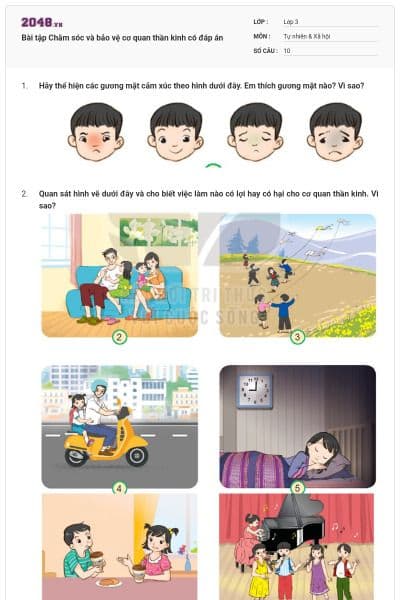 Bài tập Chăm sóc và bảo vệ cơ quan thần kinh có đáp án