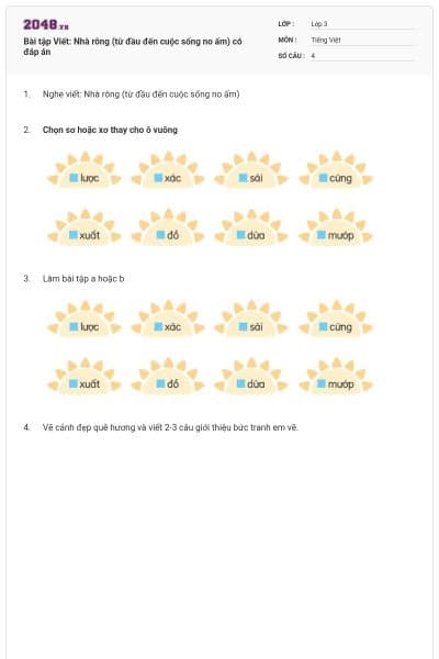 Bài tập Viết: Nhà rông (từ đầu đến cuộc sống no ấm)  có đáp án