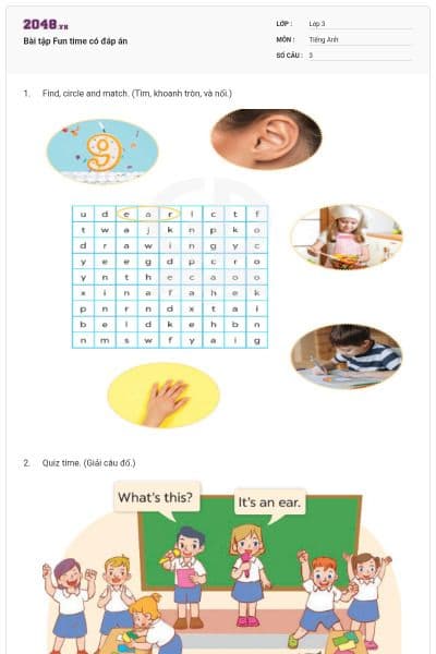 Bài tập Fun time có đáp án