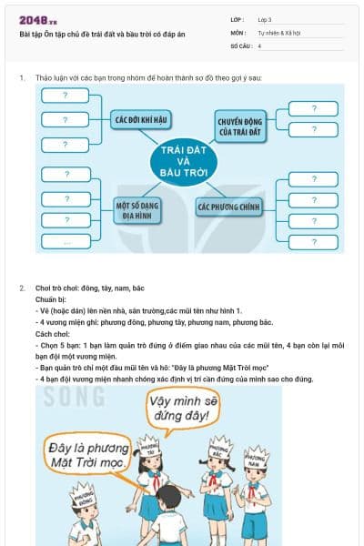 Bài tập Ôn tập chủ đề trái đất và bầu trời có đáp án