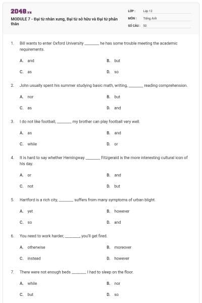 MODULE 7 - Đại từ nhân xưng, Đại từ sở hữu và Đại từ phản thân