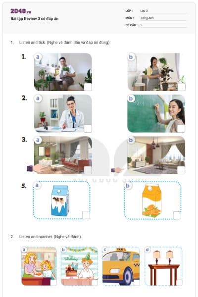 Bài tập Review 3 có đáp án