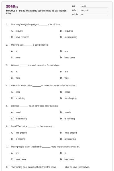 MODULE 8 - Đại từ nhân xưng, Đại từ sở hữu và Đại từ phản thân