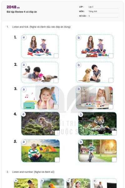 Bài tập Review 4 có đáp án