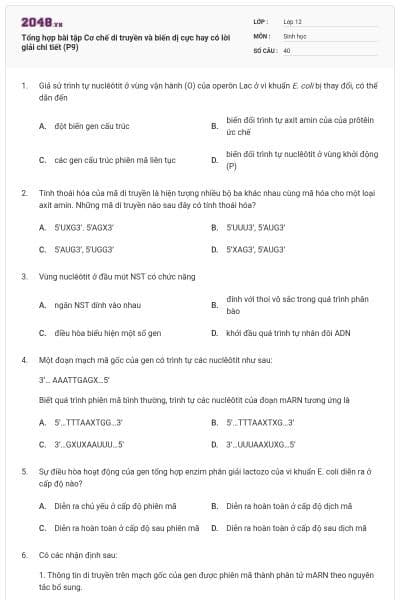 Tổng hợp bài tập Cơ chế di truyền và biến dị cực hay có lời giải chi tiết (P9)