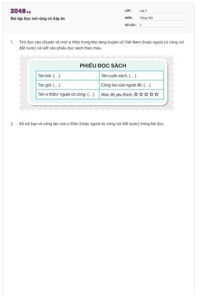 Bài tập Đọc mở rộng  có đáp án