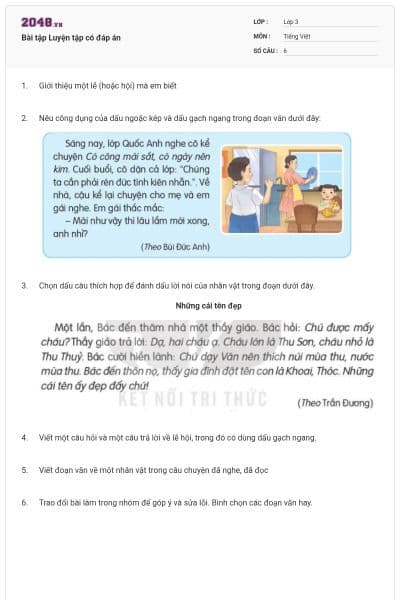 Bài tập Luyện tập có đáp án