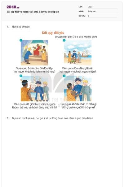 Bài tập Nói và nghe: Đất quý, đất yêu có đáp án