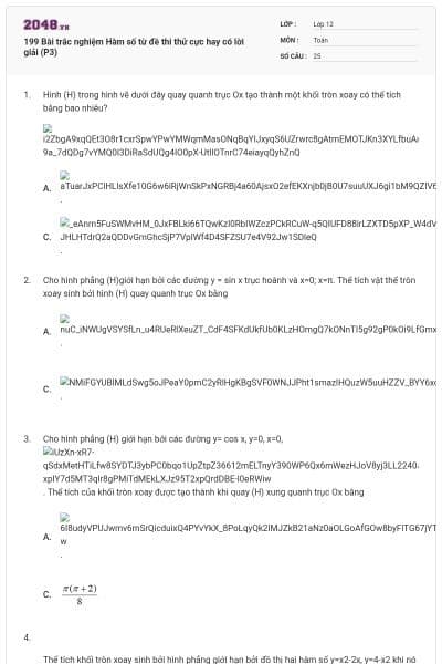 199 Bài trắc nghiệm Hàm số từ đề thi thử cực hay có lời giải (P3)