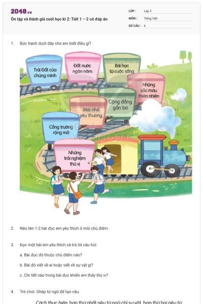 Ôn tập và Đánh giá cuối học kì 2: Tiết 1 – 2 có đáp án