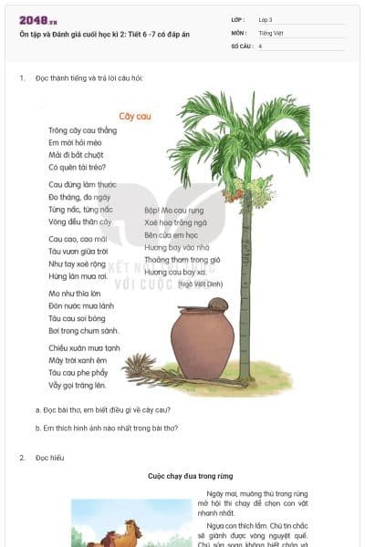 Ôn tập và Đánh giá cuối học kì 2: Tiết 6 -7 có đáp án