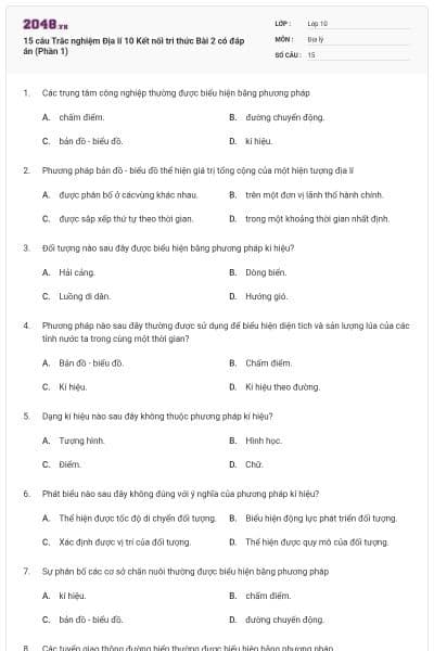 15 câu Trắc nghiệm Địa lí 10 Kết nối tri thức Bài 2 có đáp án (Phần 1)