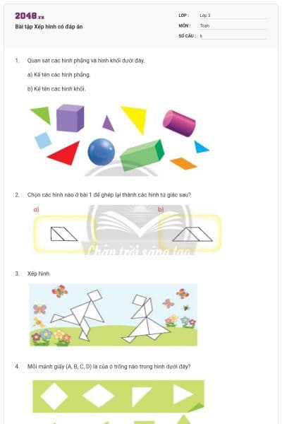 Bài tập Xếp hình có đáp án