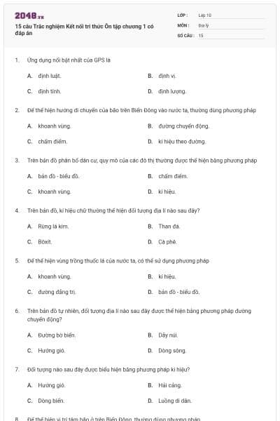 15 câu Trắc nghiệm Kết nối tri thức Ôn tập chương 1 có đáp án