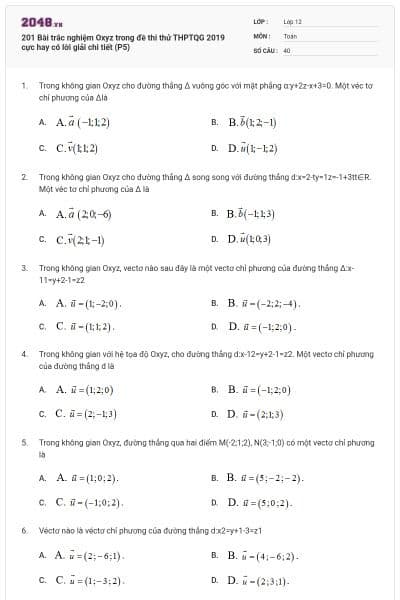 201 Bài trắc nghiệm Oxyz trong đề thi thử THPTQG 2019 cực hay có lời giải chi tiết (P5)