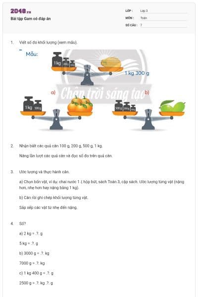 Bài tập Gam có đáp án