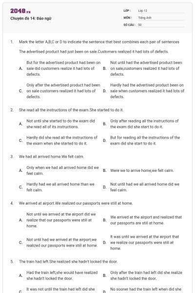 Chuyên đề 14: Đảo ngữ