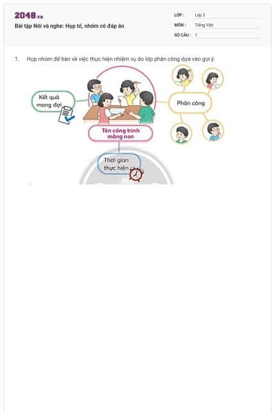 Bài tập Nói và nghe: Họp tổ, nhóm có đáp án