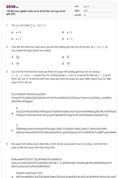 199 Bài trắc nghiệm Hàm số từ đề thi thử cực hay có lời giải (P4)